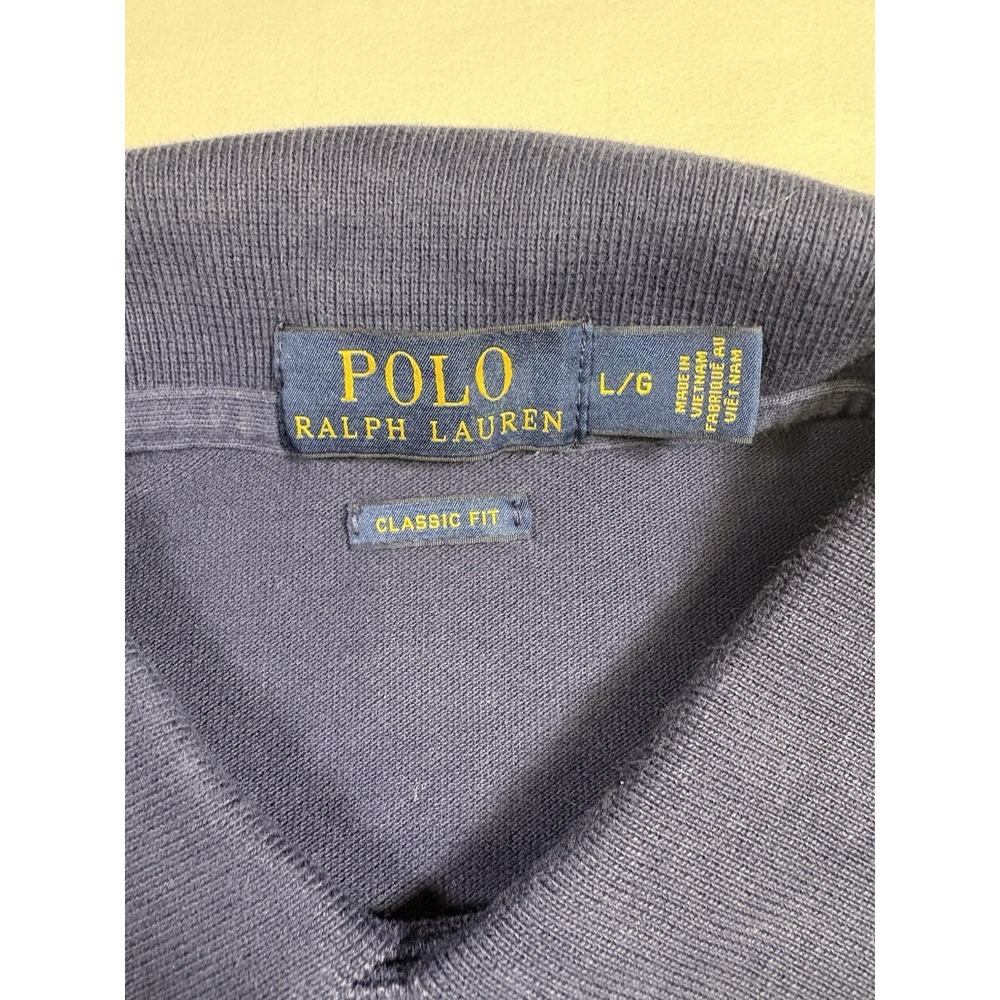 Polo Ralph Lauren Men's Large Navy Blue Mesh Polo Shirt Red Pony Classic Fit L/G - Picture 3 of 7